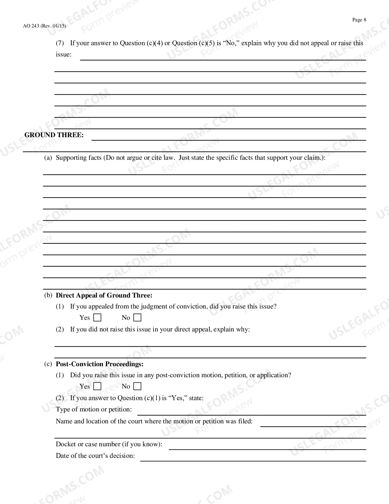 Preview Motion to Vacate, Set Aside, or Correct Sentence By a Person in Federal Custody (Motion Under 28 U.S.C. 2255)