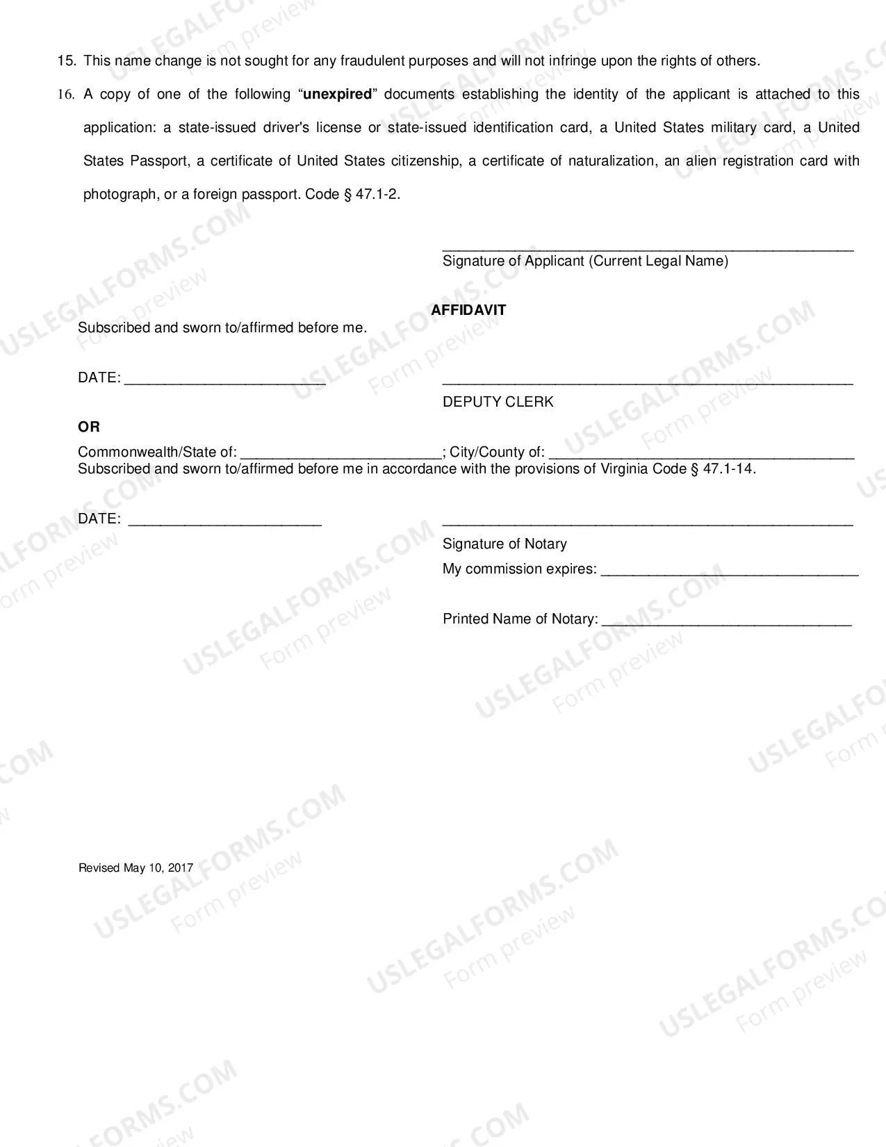 Preview Application For Adult Name Change (Adults Only)