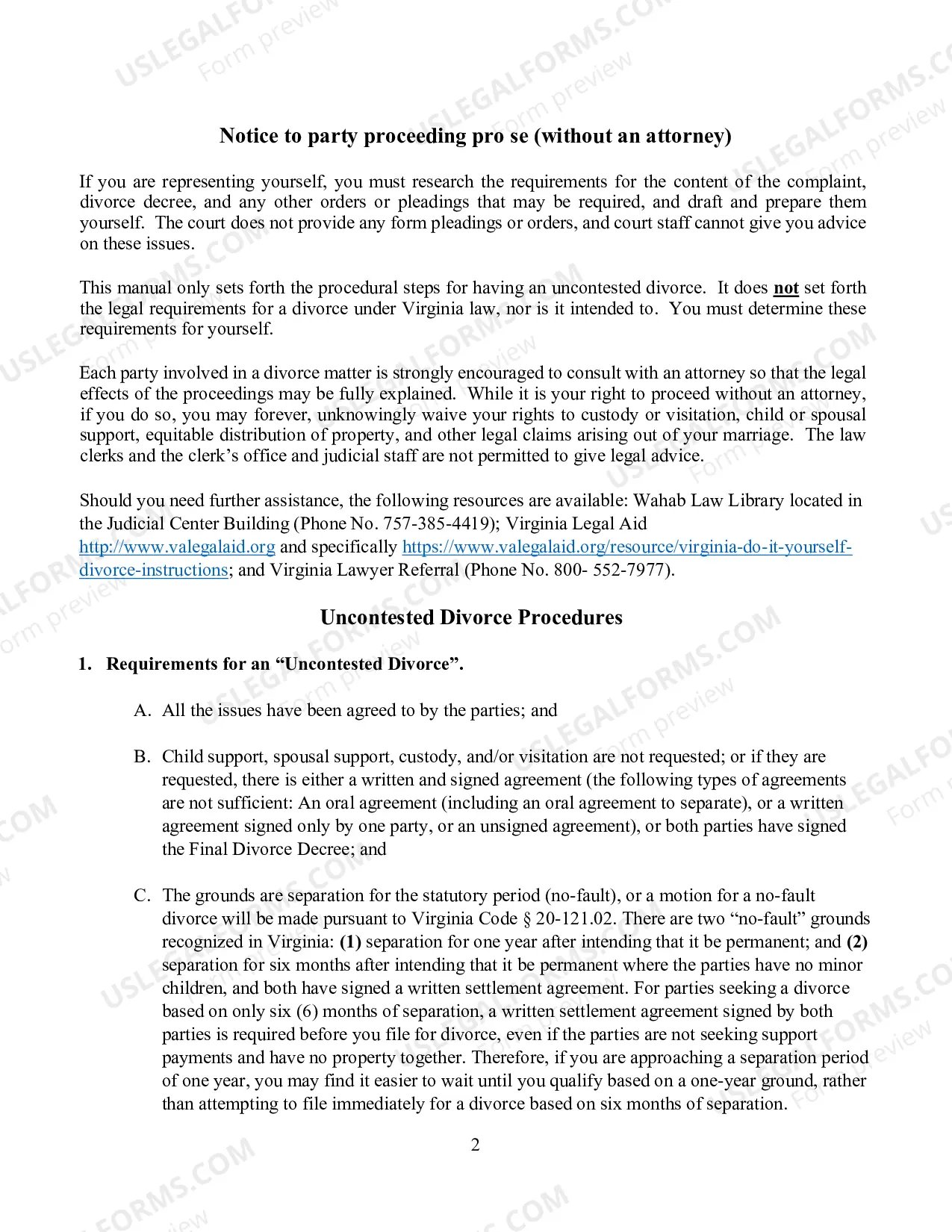 Preview Uncontested Divorce Manual