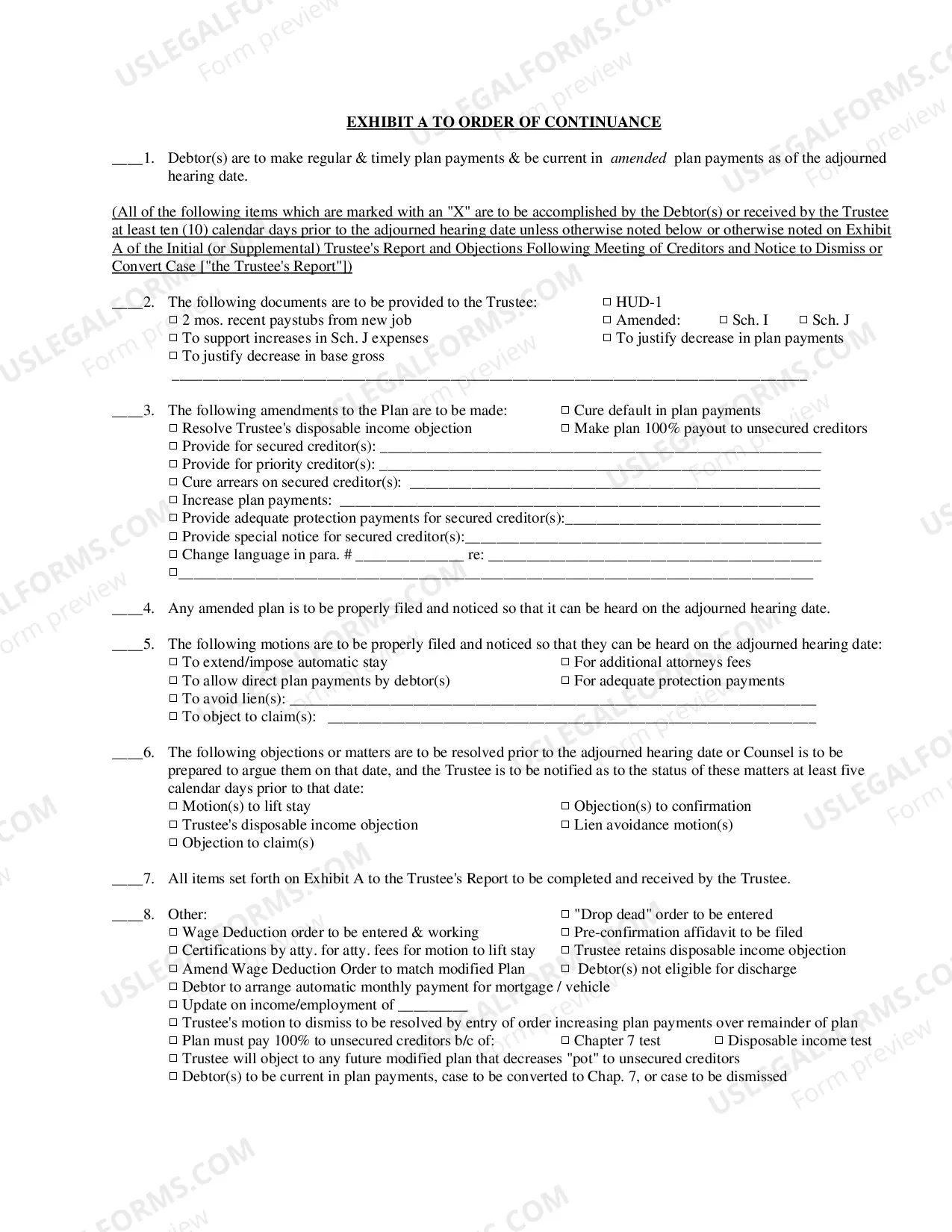 Preview Chapter 13 Continuance Order