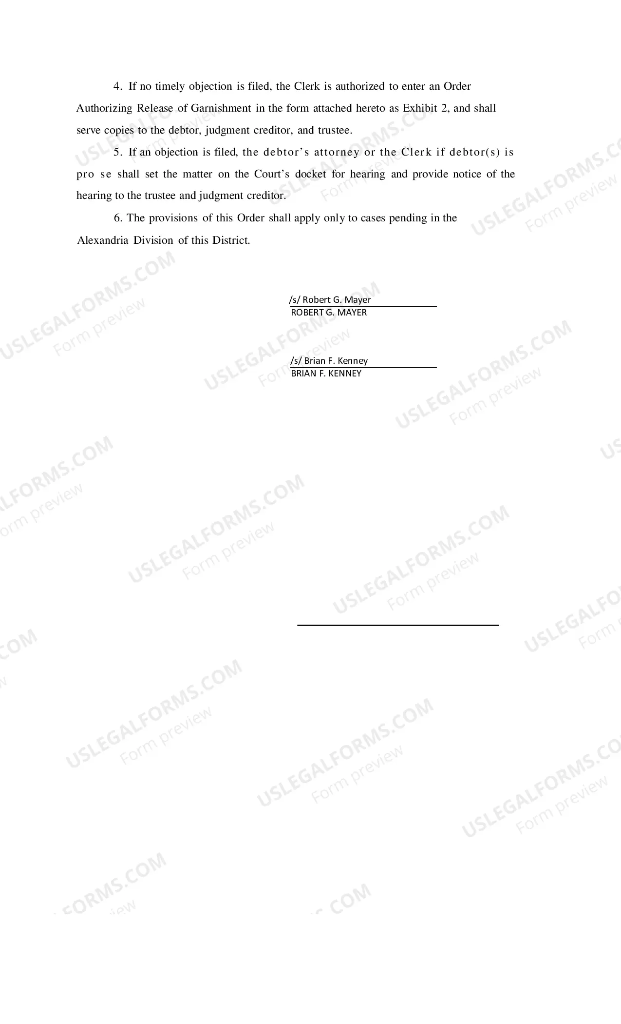 Preview Procedure for Release of Funds Held Under Garnishment (2 Exhibits)