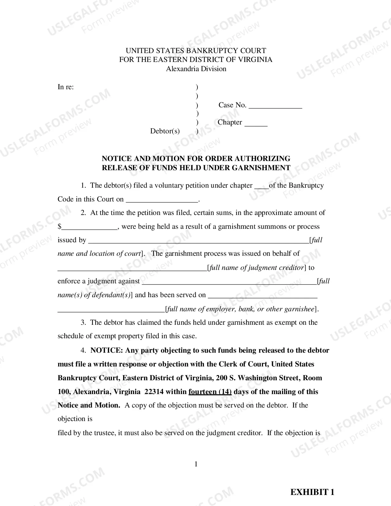 Preview Procedure for Release of Funds Held Under Garnishment (2 Exhibits)