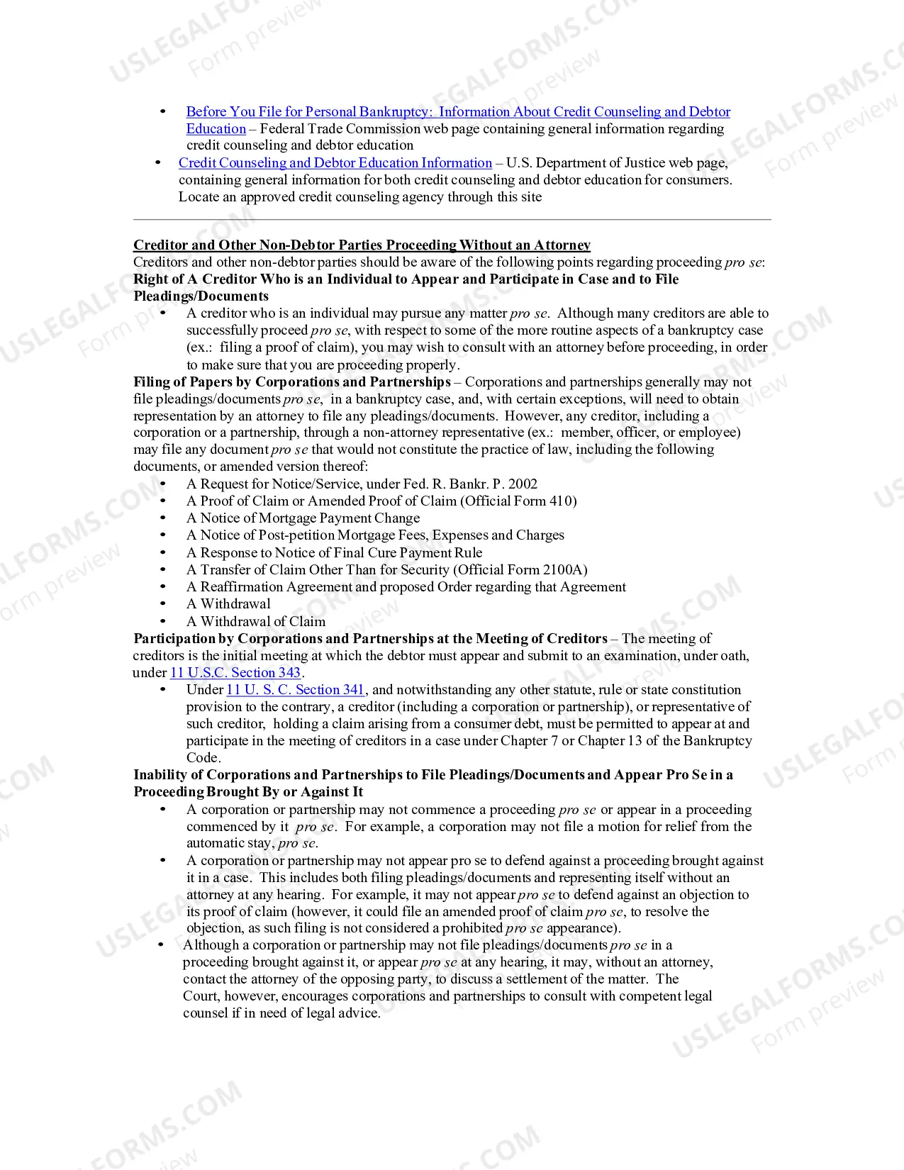 Preview Filing For Bankruptcy Without An Attorney-Guidelines & Requirements to Assist Pro Se (Self-Filer) Debtors