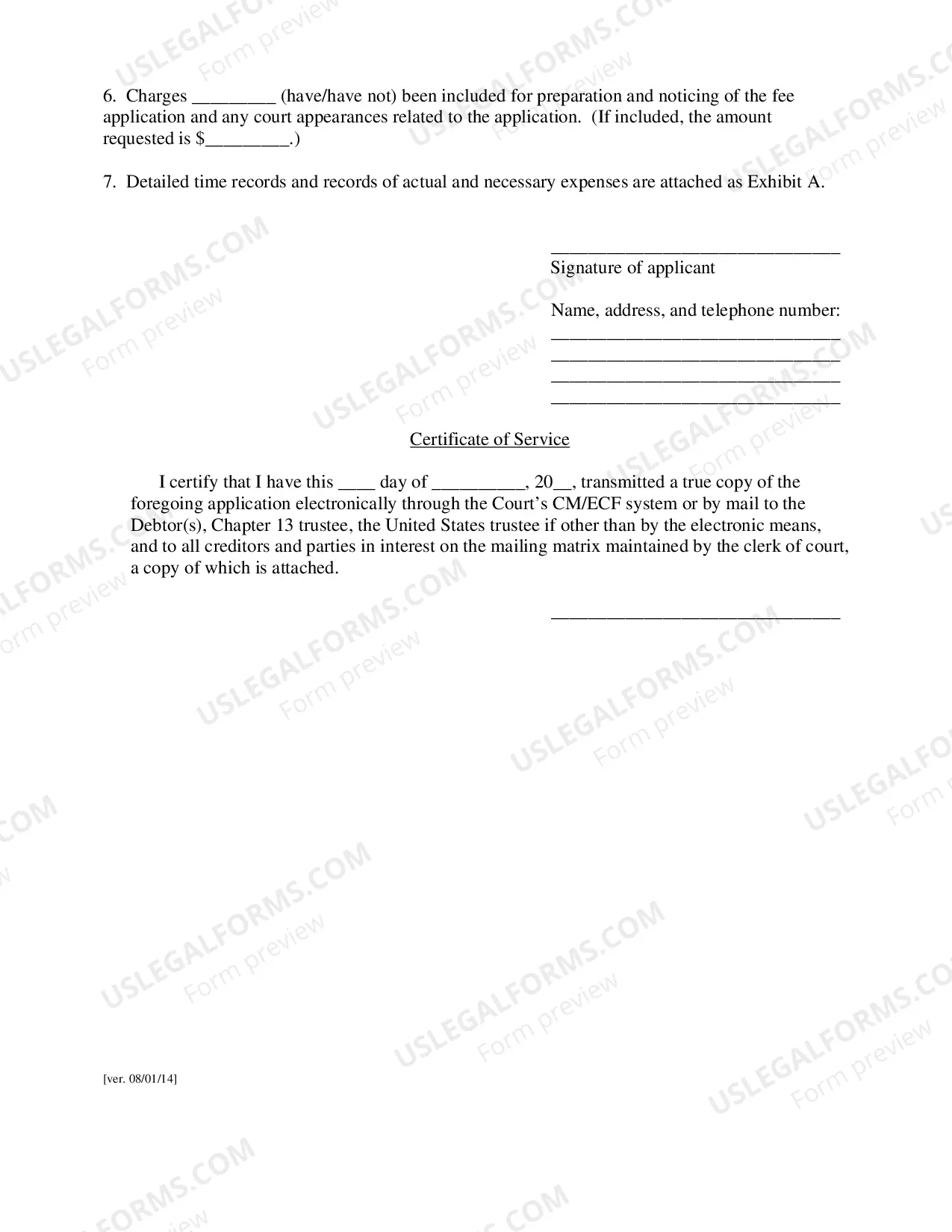 Preview Application for Compensation of Attorney For Debtor(s)