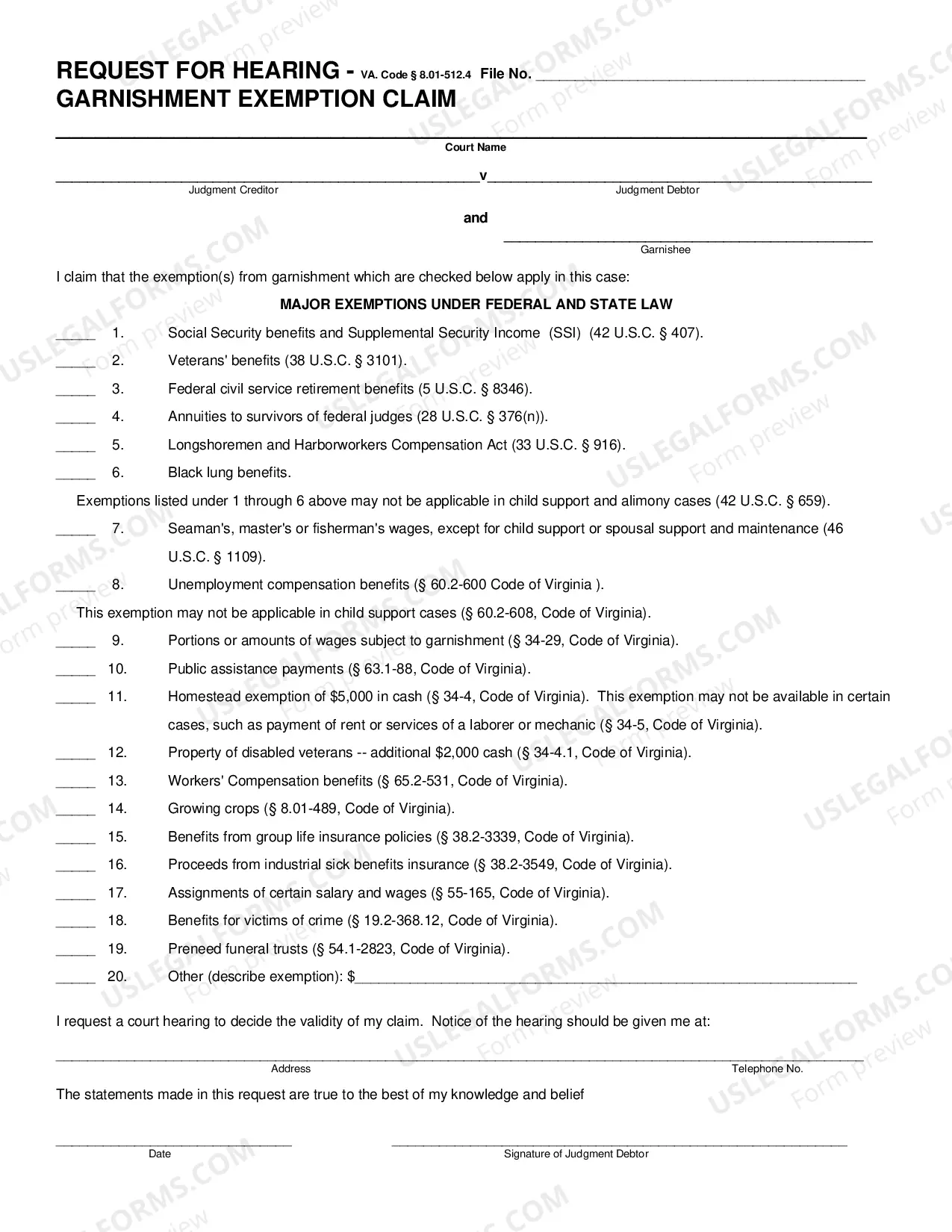 Preview Notice to Judgment Debtor; How to Claim Exemptions from Garnishment