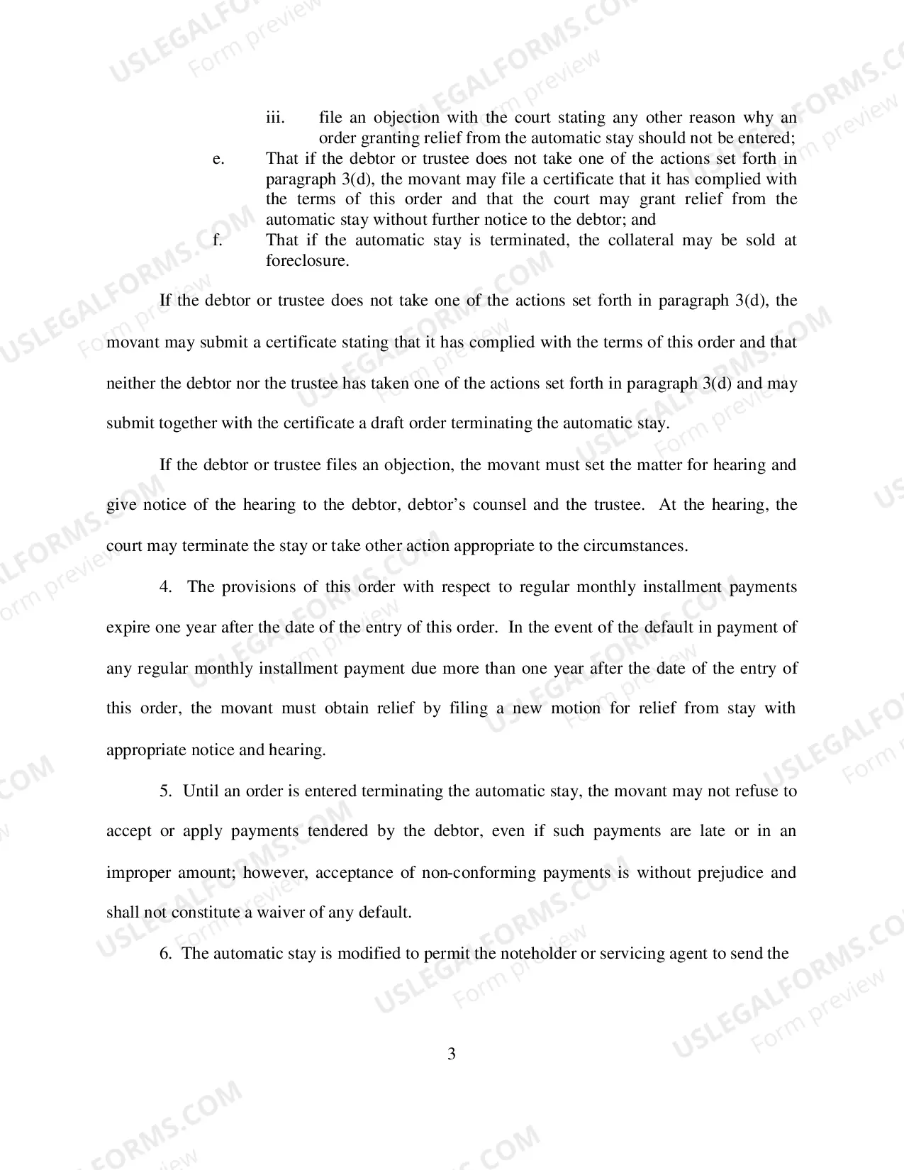 Preview Consent Order Modifying Automatic Stay [SO No. 10-2, Form A]
