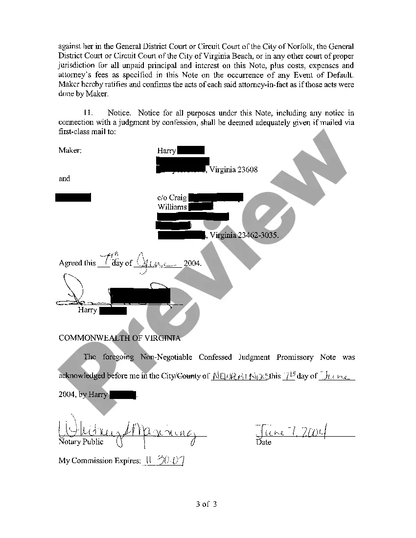 Get A02 Nonnegotiable Confessed Judgment Promissory Note Preview A02 Nonnegotiable Confessed Judgment Promissory Note
