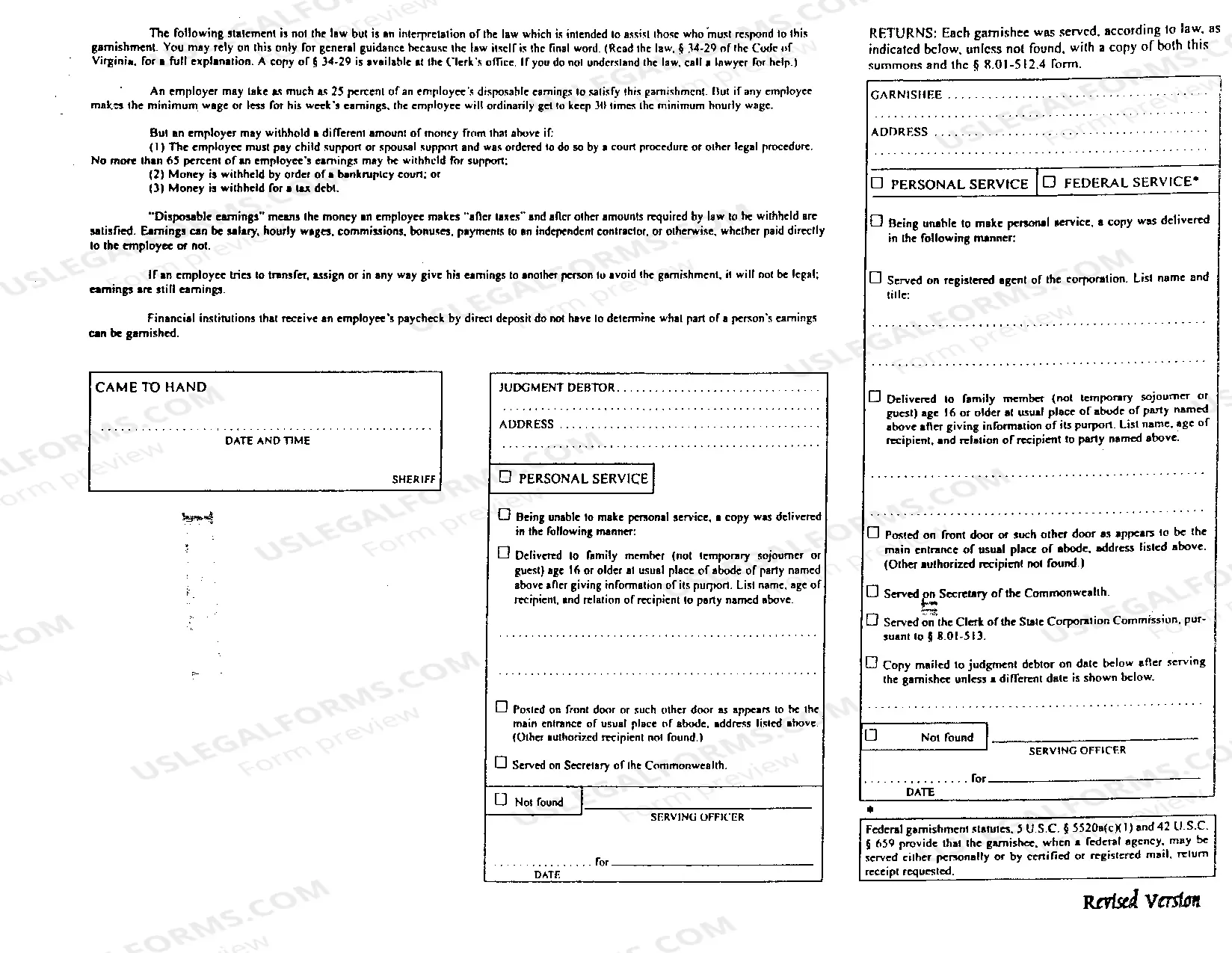 Preview A01 Garnishment Summons
