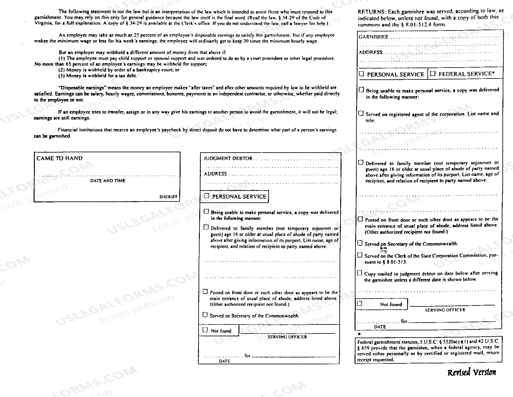 Preview A01 Garnishment Summons