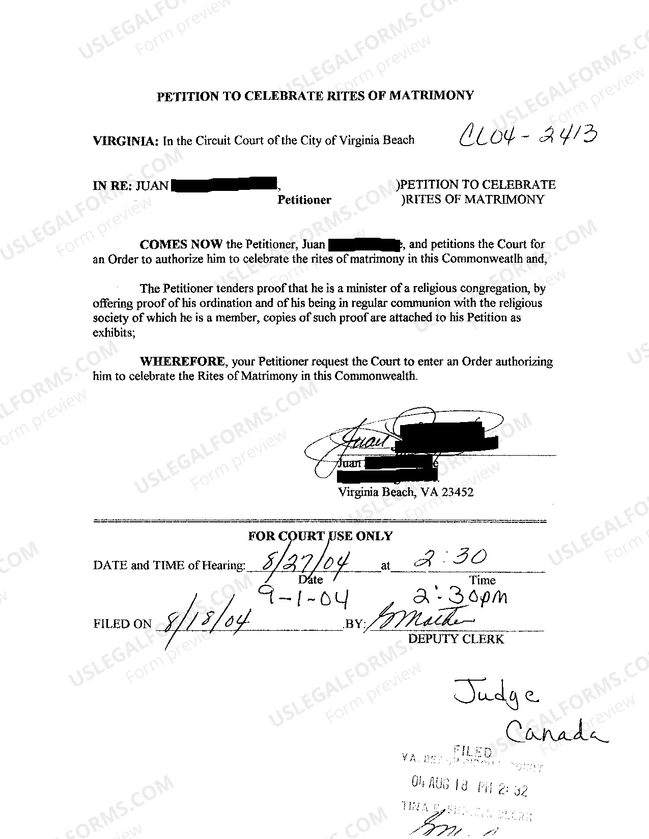 Preview Petition To Celebrate Rites of Matrimony