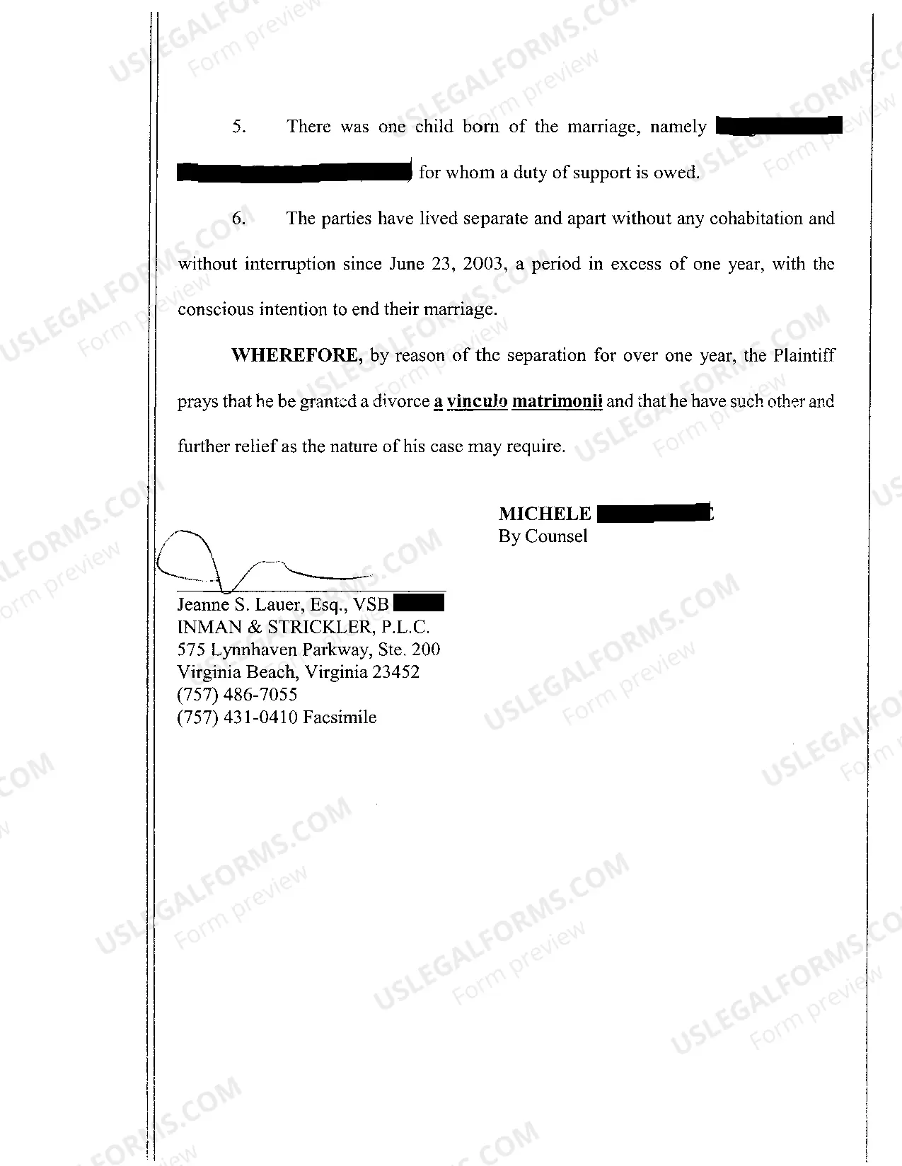 Preview A01 Bill of Complaint for Pendente Lite