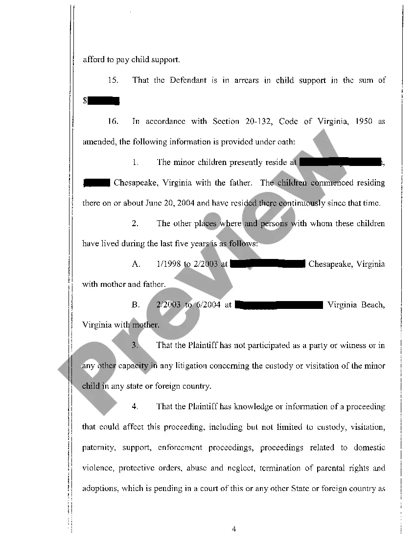 Preview A01 Bill of Complaint for Divorce