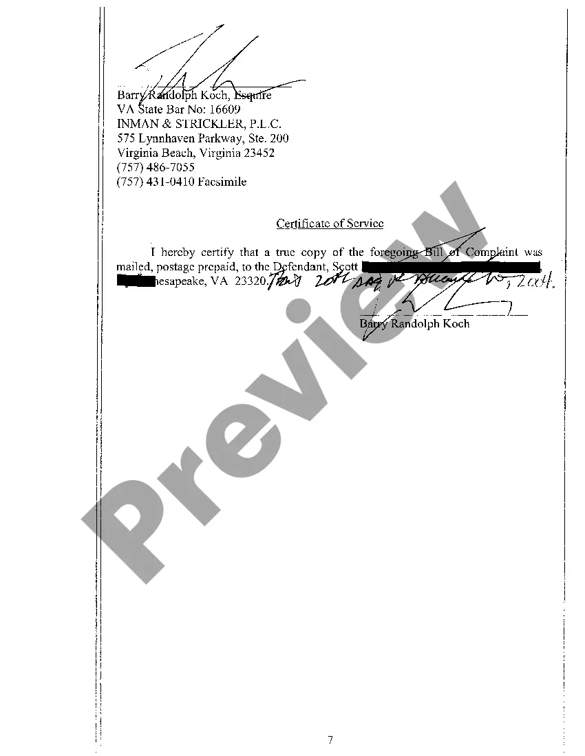 Preview A01 Bill of Complaint for Divorce