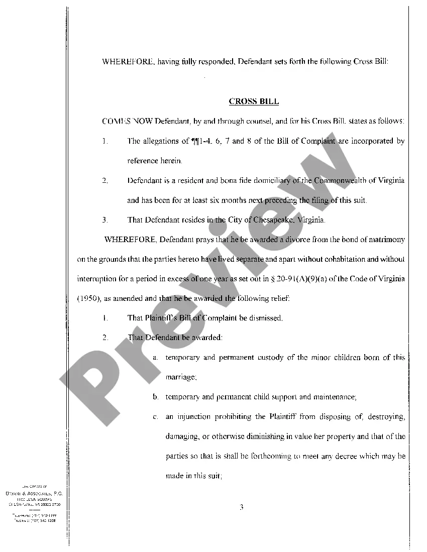 Preview A10 Answer To Bill of Complaint