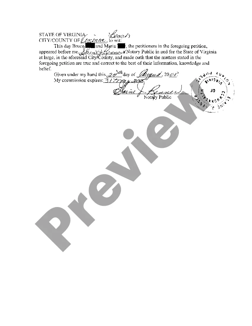 Preview Petition for The Change of Minor Child's Name