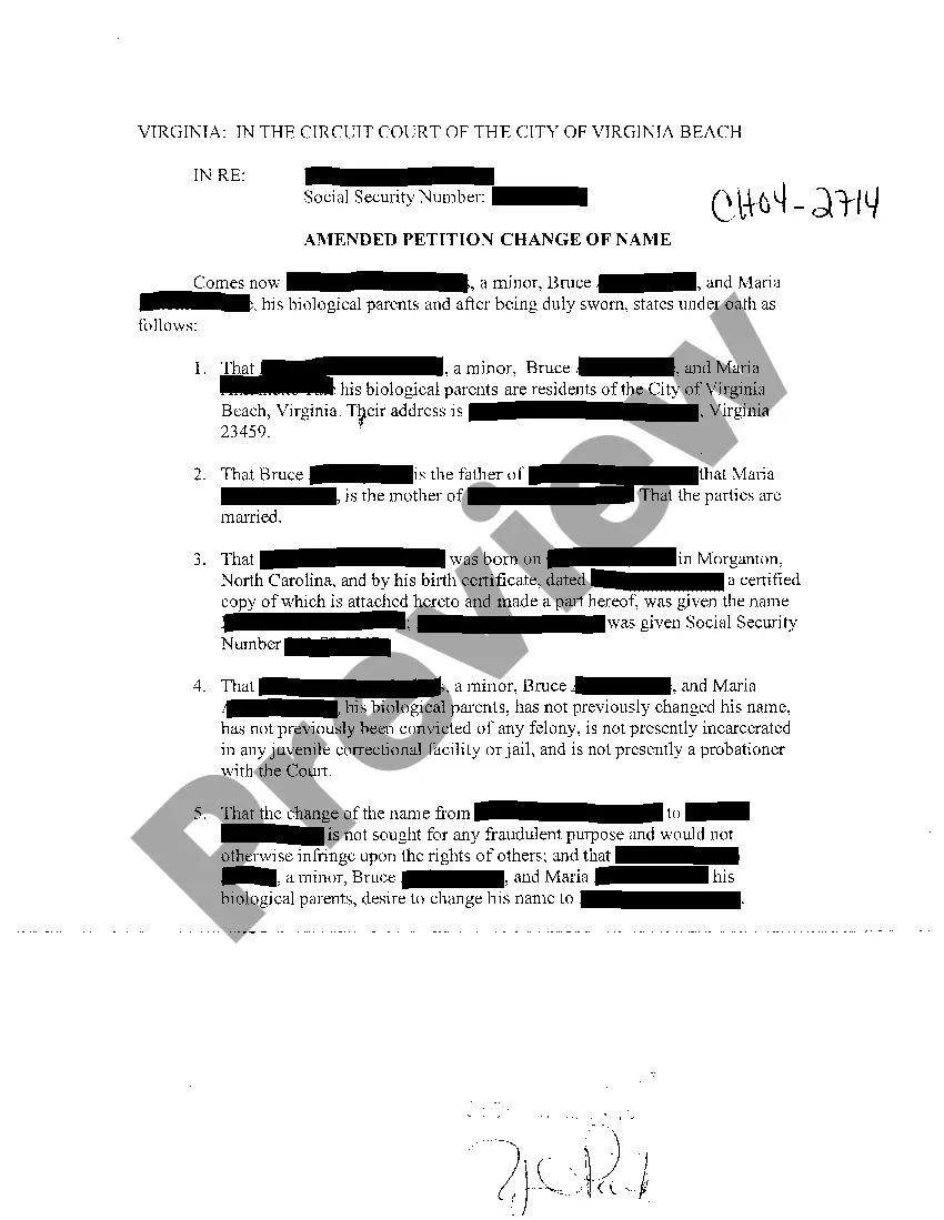 Preview Petition for The Change of Minor Child's Name