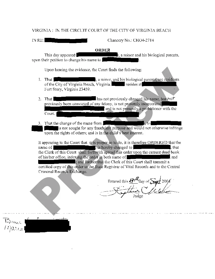 Preview Petition for The Change of Minor Child's Name