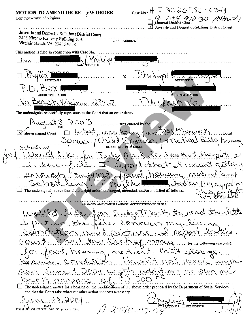 Get Motion To Amend Or Review Order for Support Preview Motion To Amend Or Review Order for Support