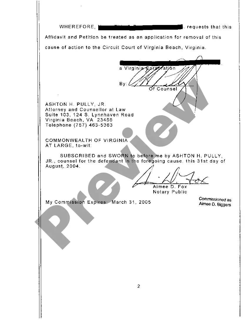 Preview A01 Affidavit And Petition for Removal