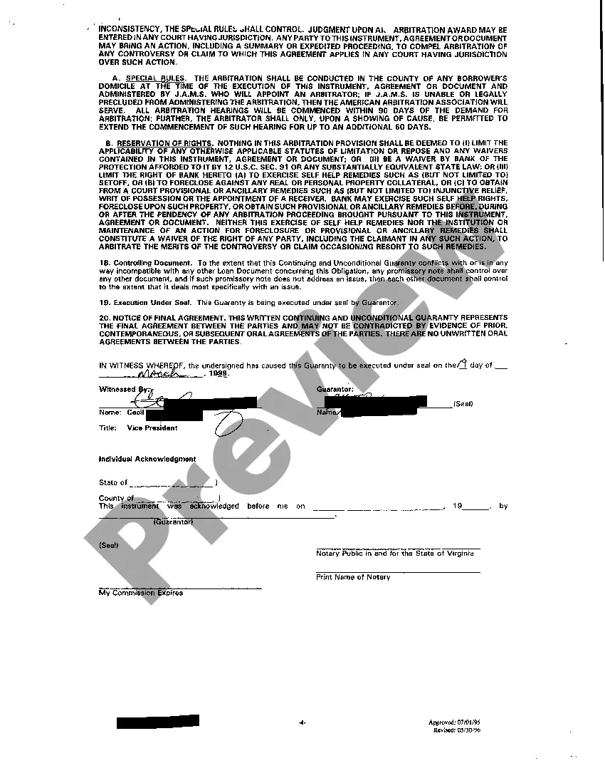 Preview A02 Continuing And Unconditional Guaranty