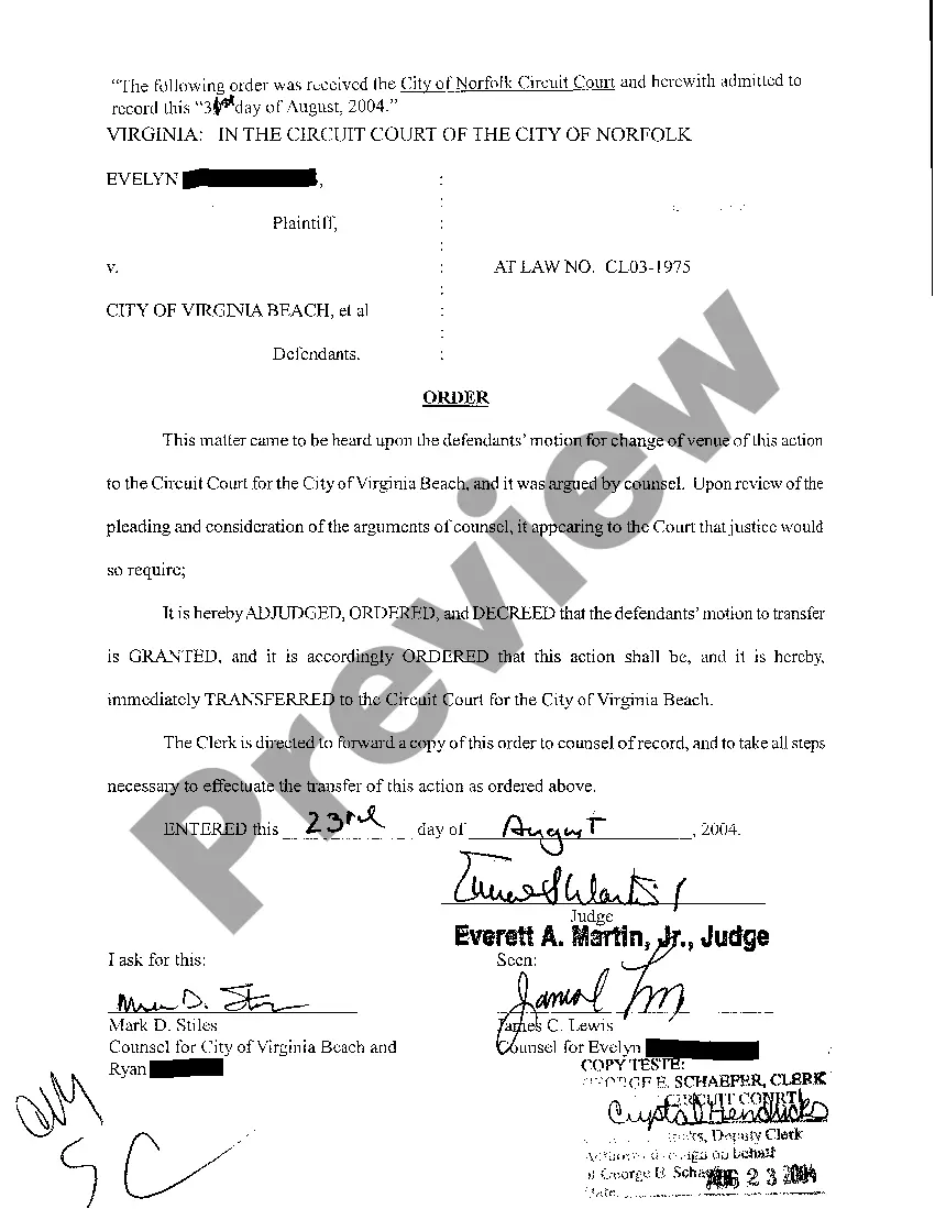 Preview Motion for Change of Venue