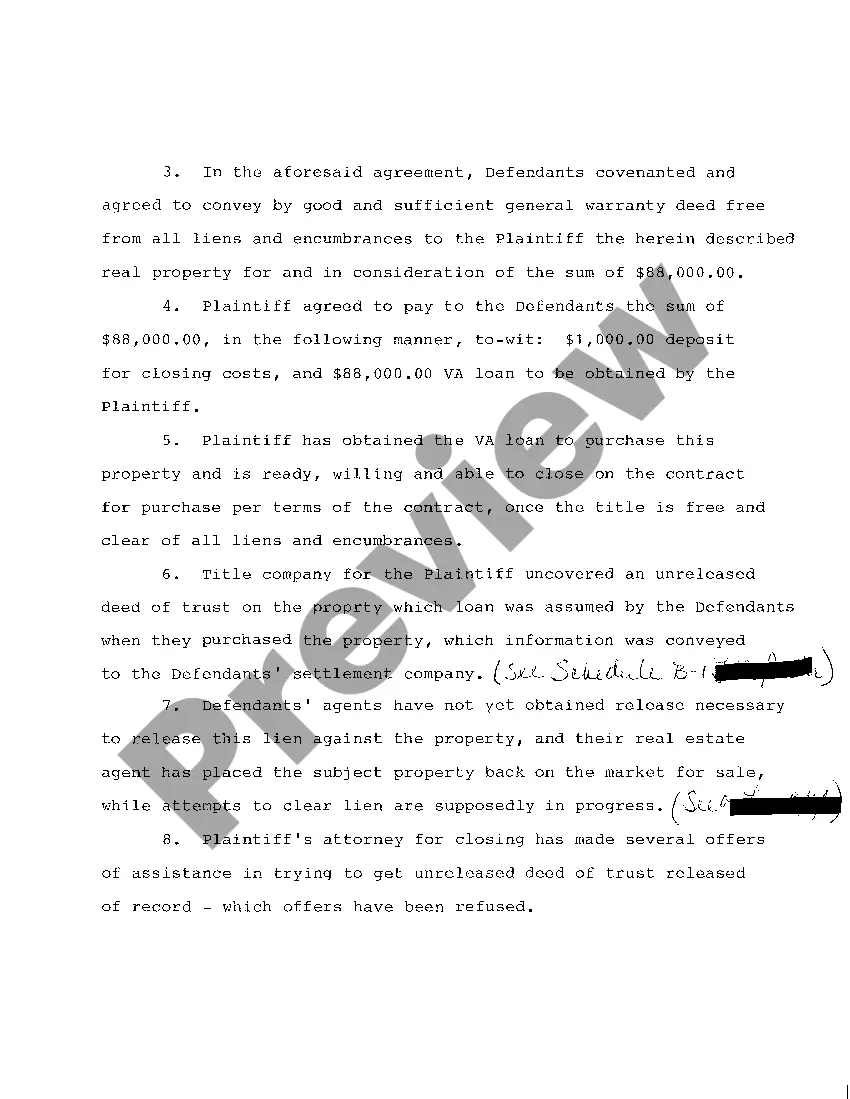 Preview A01 Bill of Complaint to Release Deed of Trust