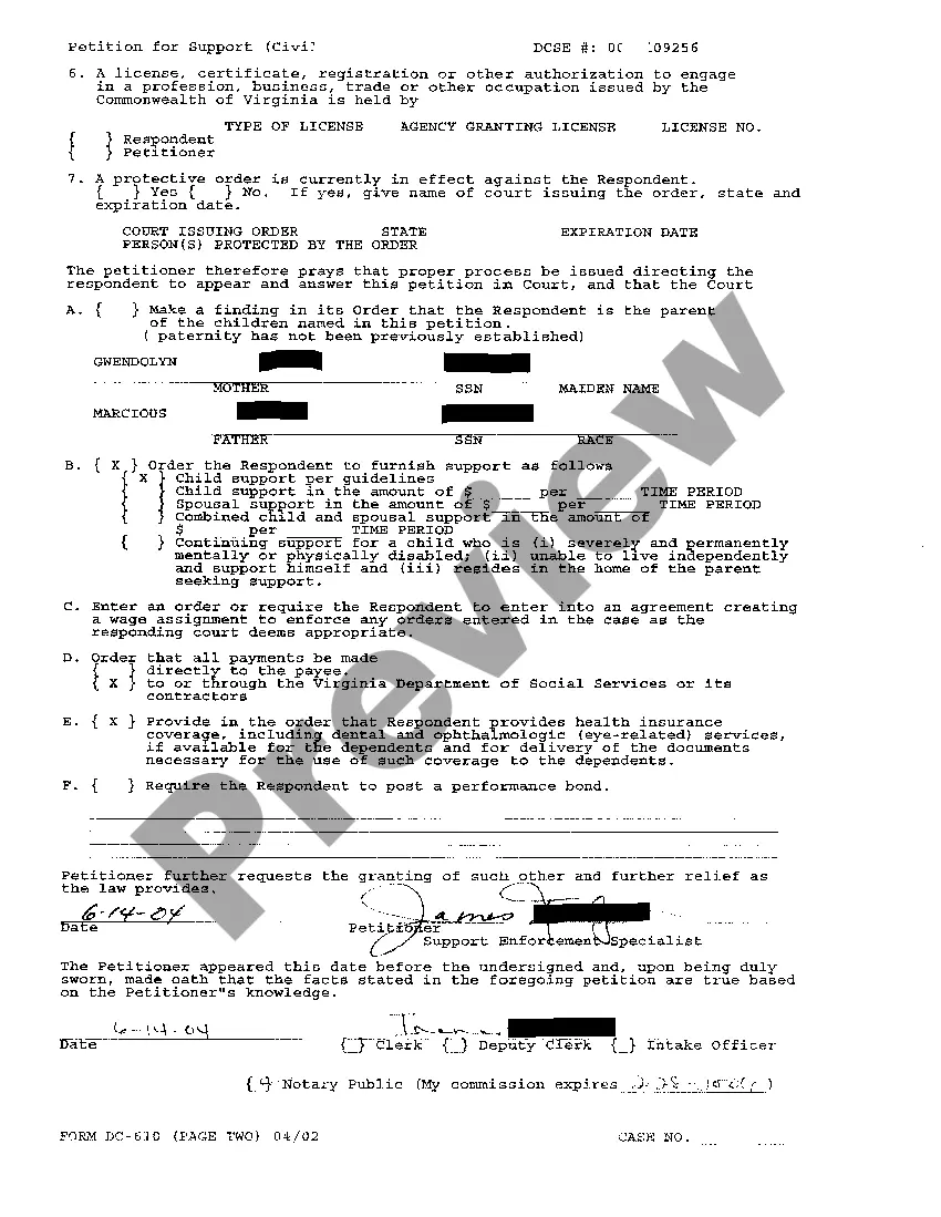 Preview A01 Petition for Civil Support