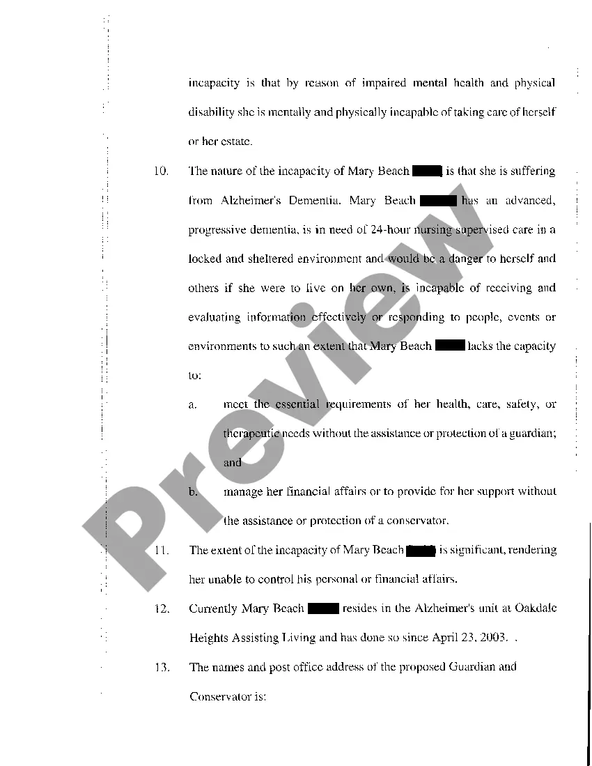 Preview A01 Petition to Appoint Guardian Ad Litem and Conservator of Estate