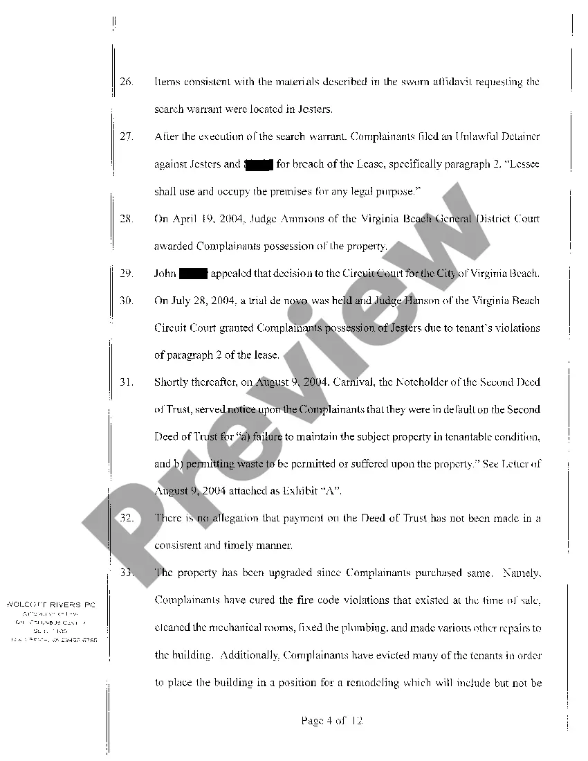 Get A01 Bill of Complaint for Preliminary And Permanent Injunctive Relief regarding Foreclosure Preview A01 Bill of Complaint for Preliminary And Permanent Injunctive Relief regarding Foreclosure