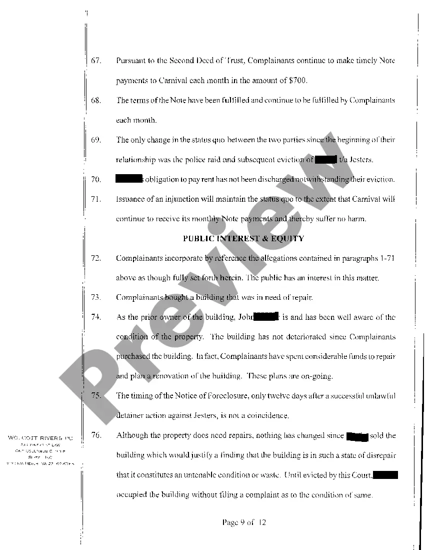 Get A01 Bill of Complaint for Preliminary And Permanent Injunctive Relief regarding Foreclosure Preview A01 Bill of Complaint for Preliminary And Permanent Injunctive Relief regarding Foreclosure