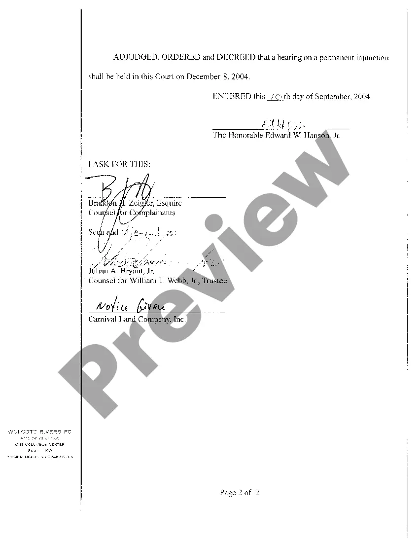 Preview Order to Stop Foreclosure Sale of Real Property