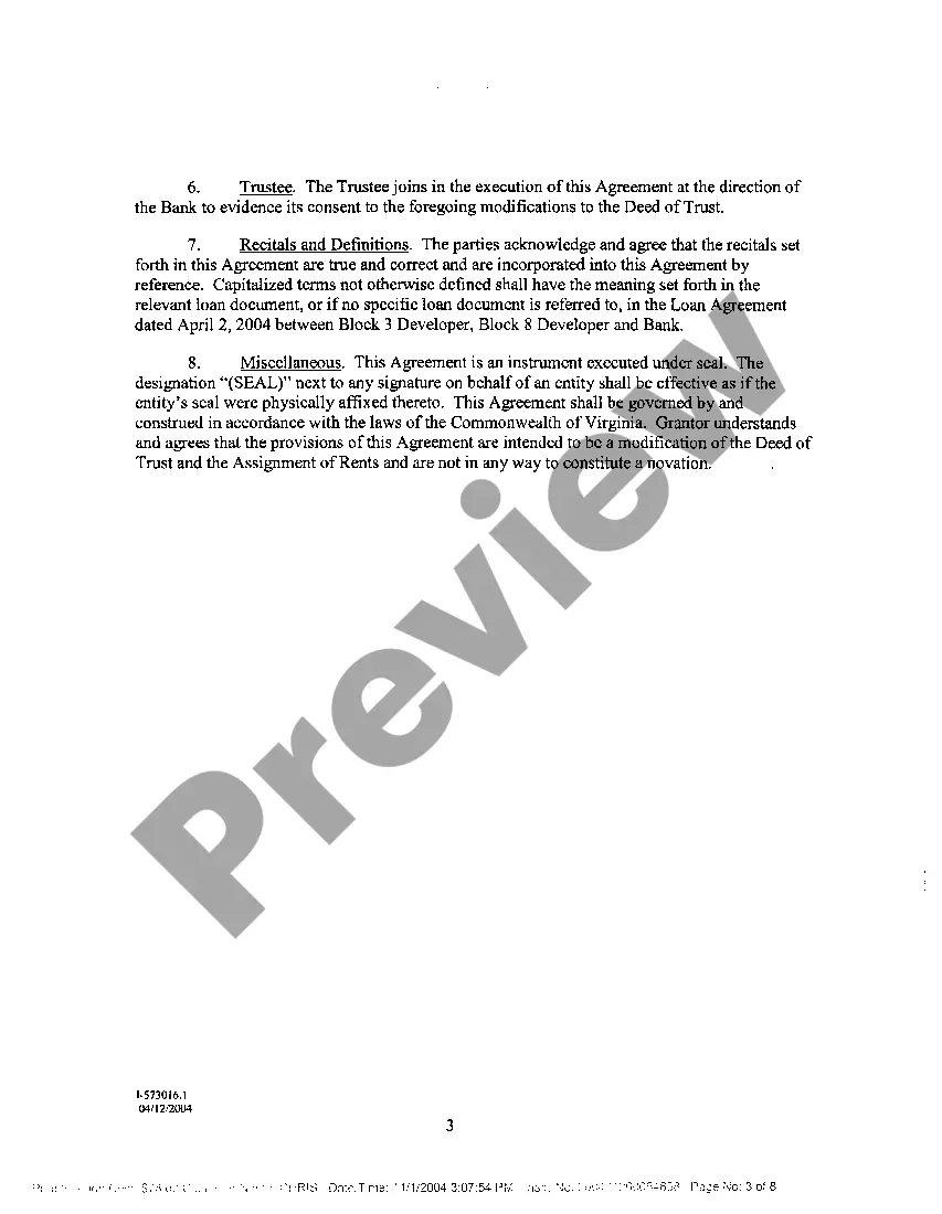 Preview First Change or Modification To Credit Line Deed of Trust And Assignment of Rents And Leases
