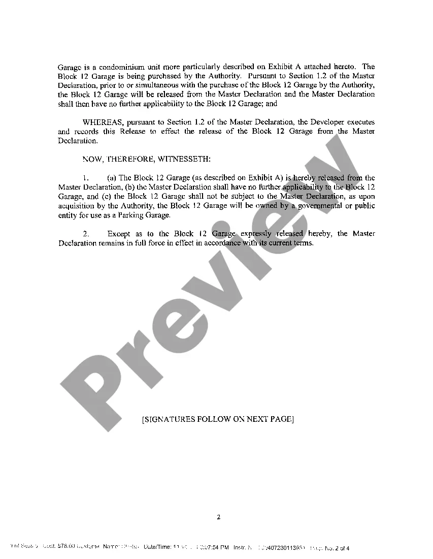 Preview First Release From Master Declaration of Covenants And Restrictions