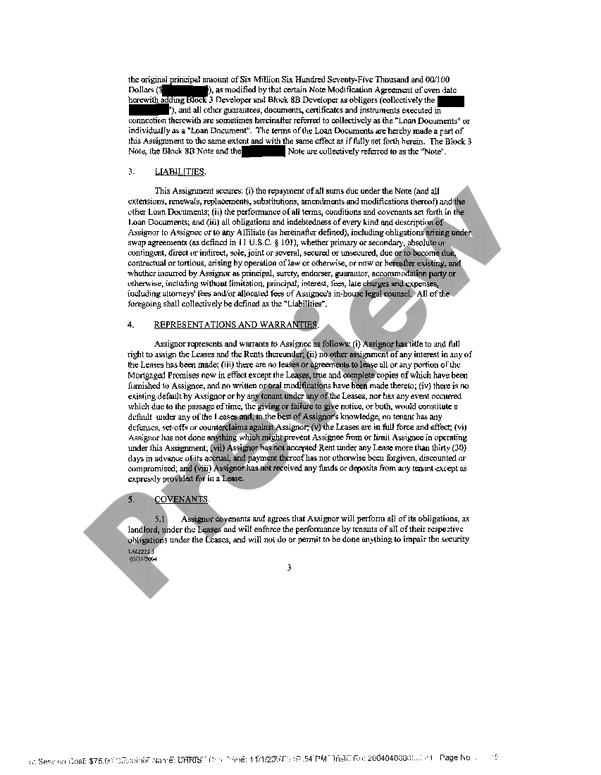 Preview Assignment of Rents and Leases