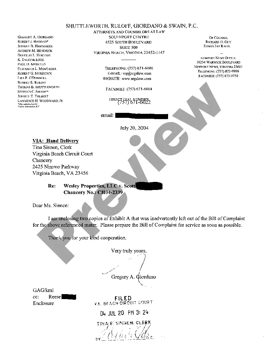 Preview A01 Bill of Complaint for Specific Performance regarding Sale of Real Estate