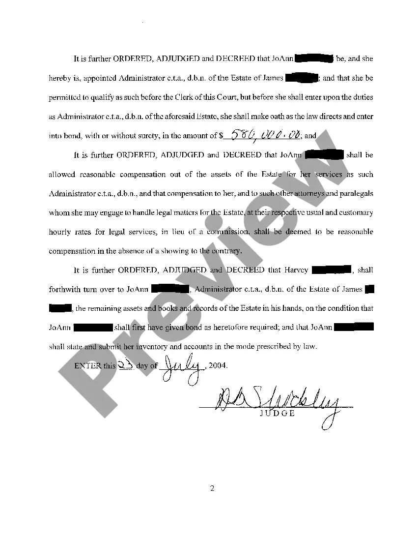Get Order Appointing Administrator C.T.A., D.B.N. Preview Order Appointing Administrator C.T.A., D.B.N.