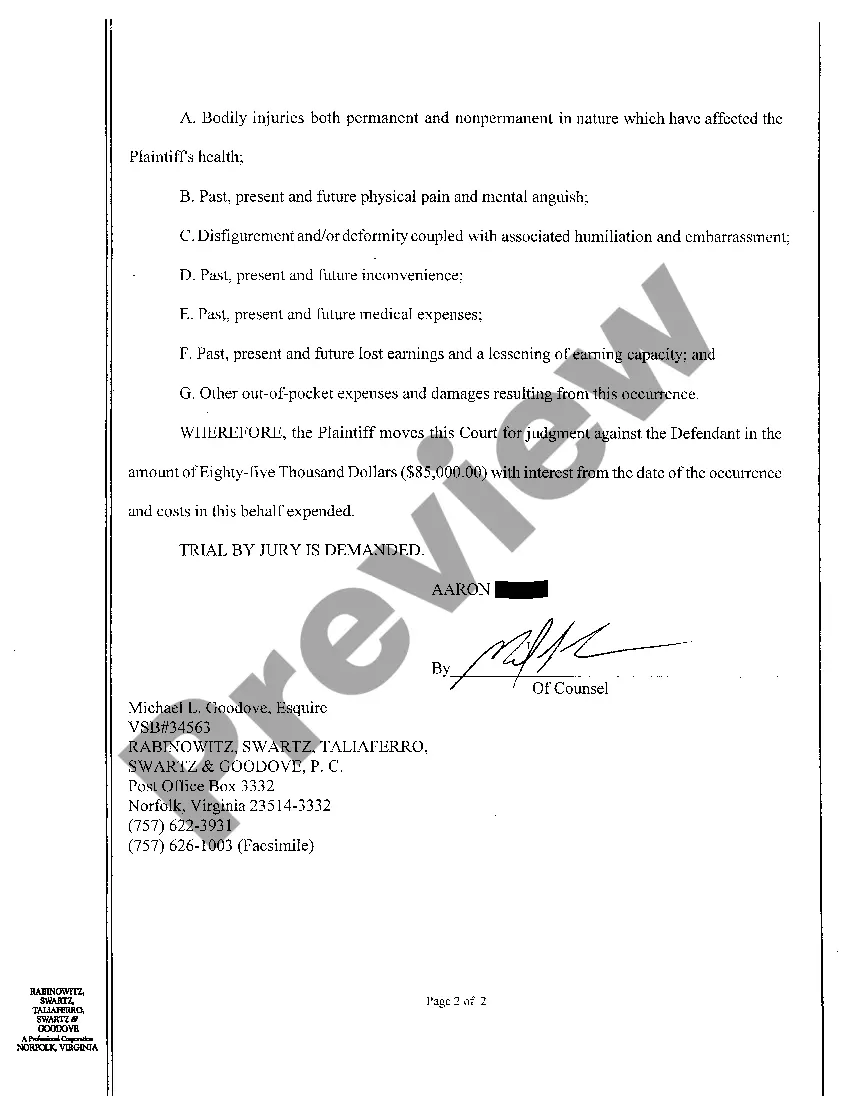 Preview Motion for Judgment in Personal Injury Case