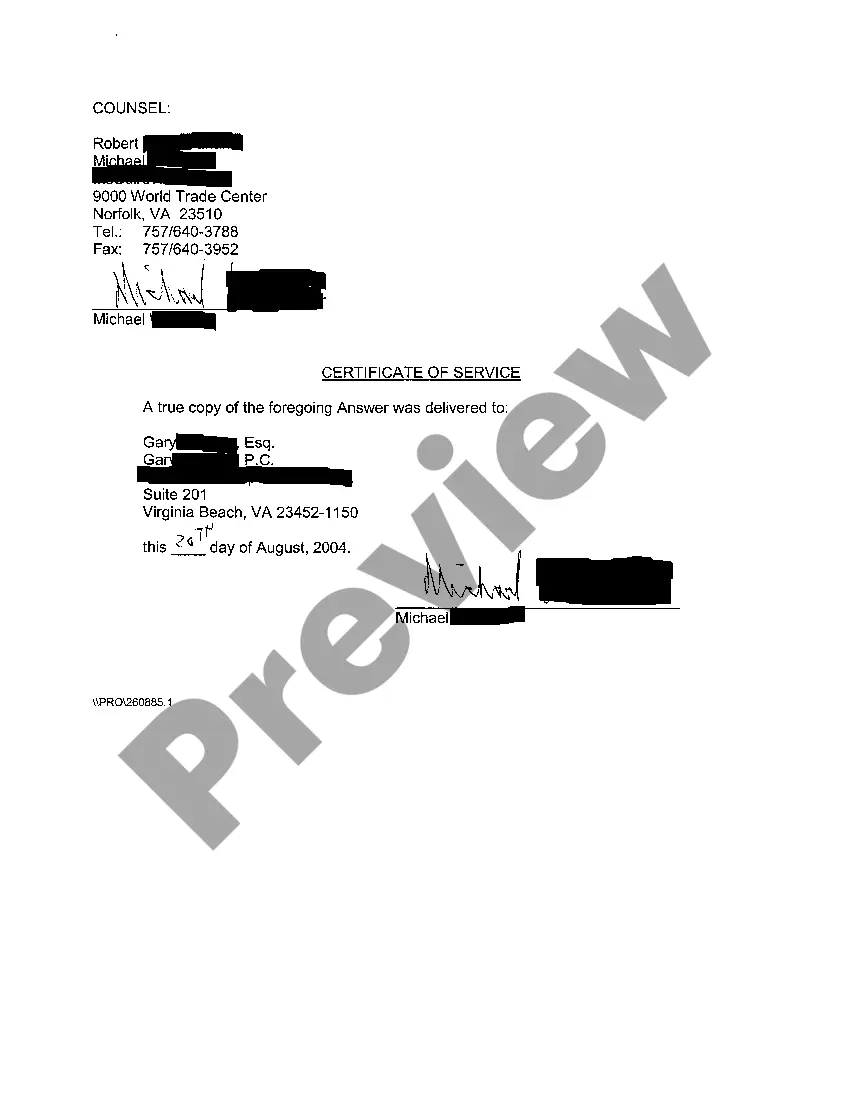 Preview A03 Answer of Defendant