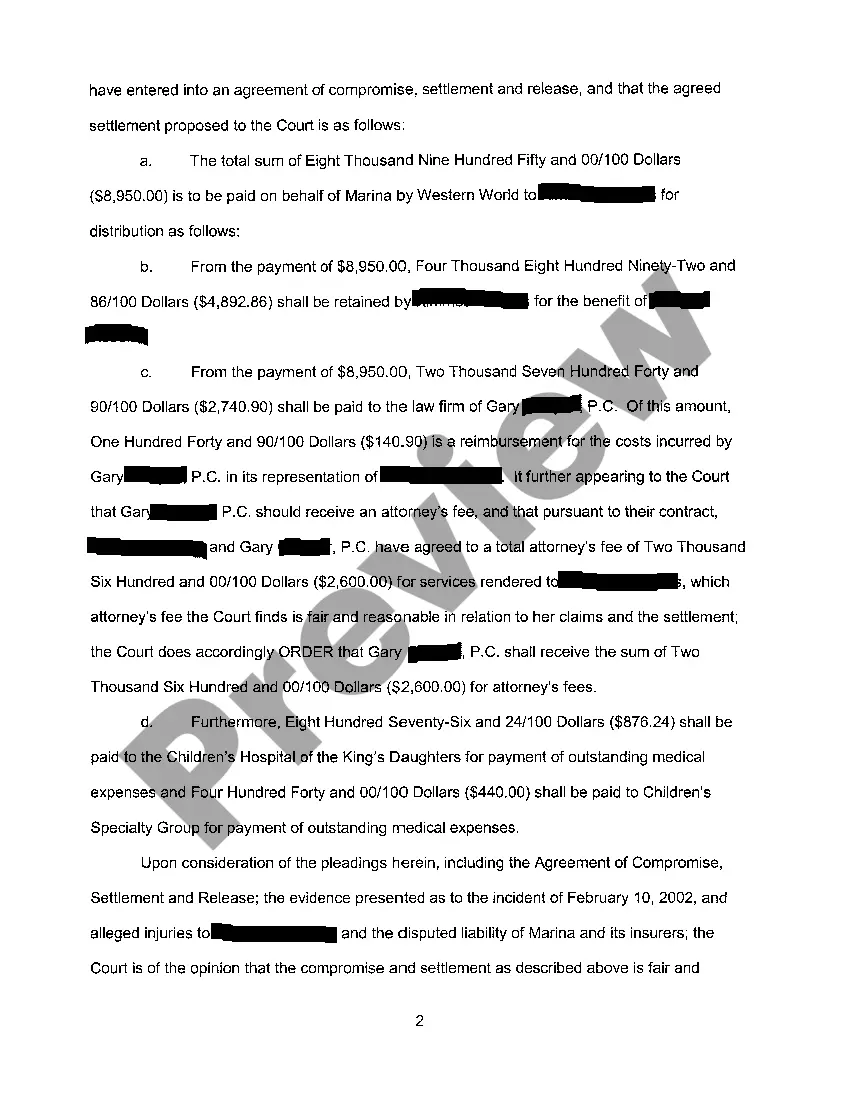 Preview A04 Order Approving Compromise and Settlement