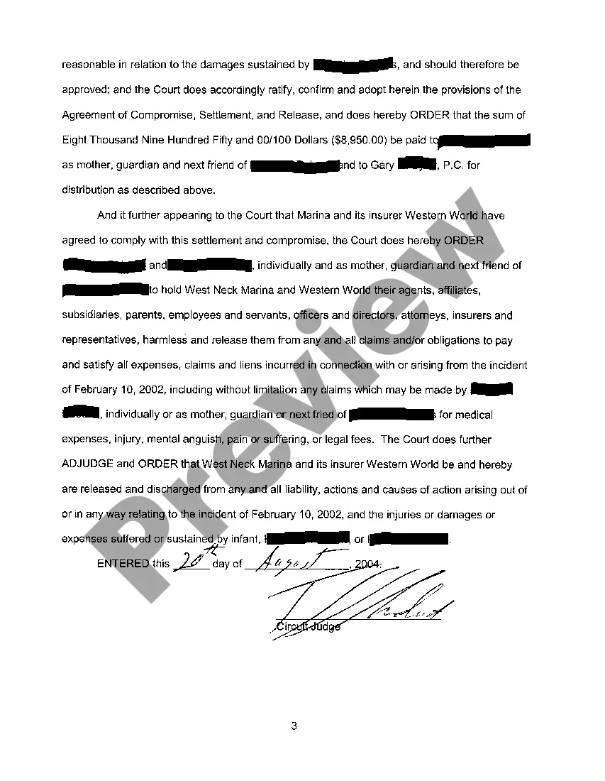 Preview A04 Order Approving Compromise and Settlement