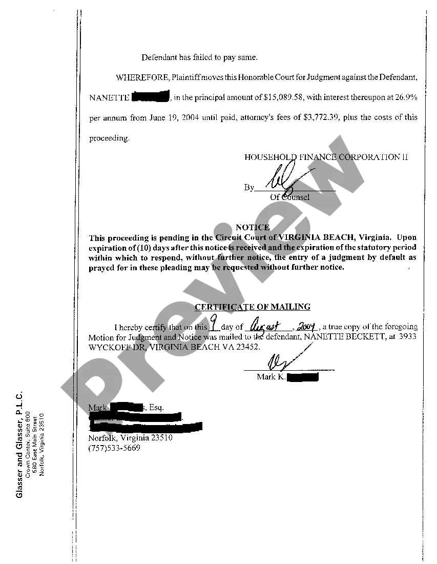 Get A01 Motion for Judgment regarding Default on Personal Credit Line Account Preview A01 Motion for Judgment regarding Default on Personal Credit Line Account