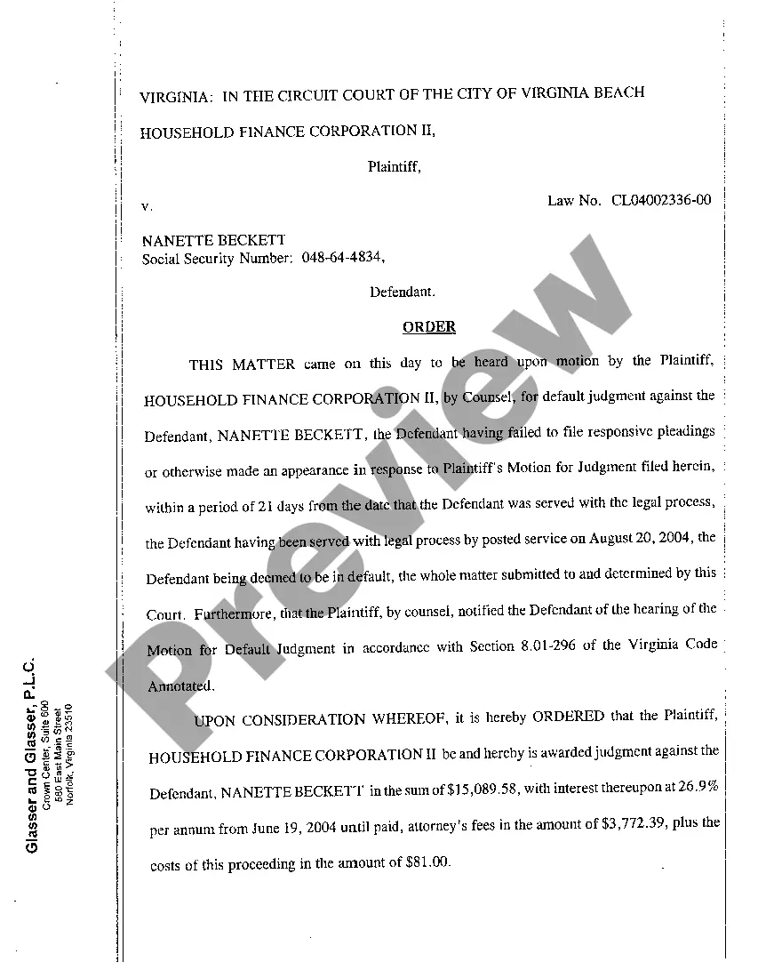 Preview A05 Order for Default Judgment