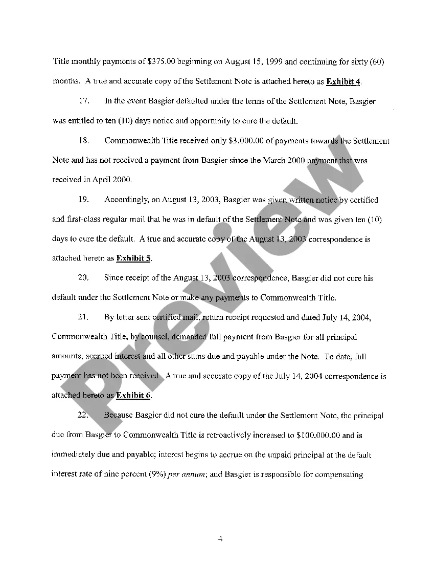 Preview A01 Motion for Judgment regarding Plaintiff Failure To Make Payments In Accordance With Settlement Note