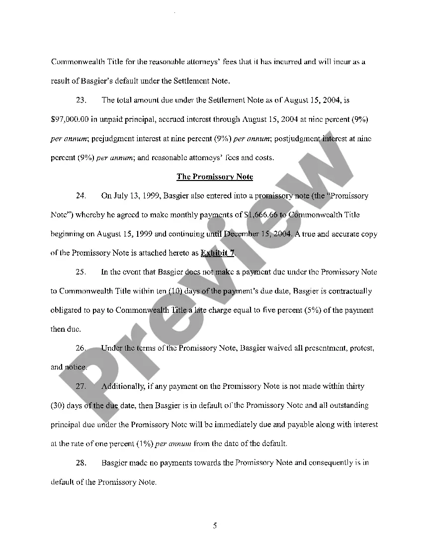 Preview A01 Motion for Judgment regarding Plaintiff Failure To Make Payments In Accordance With Settlement Note