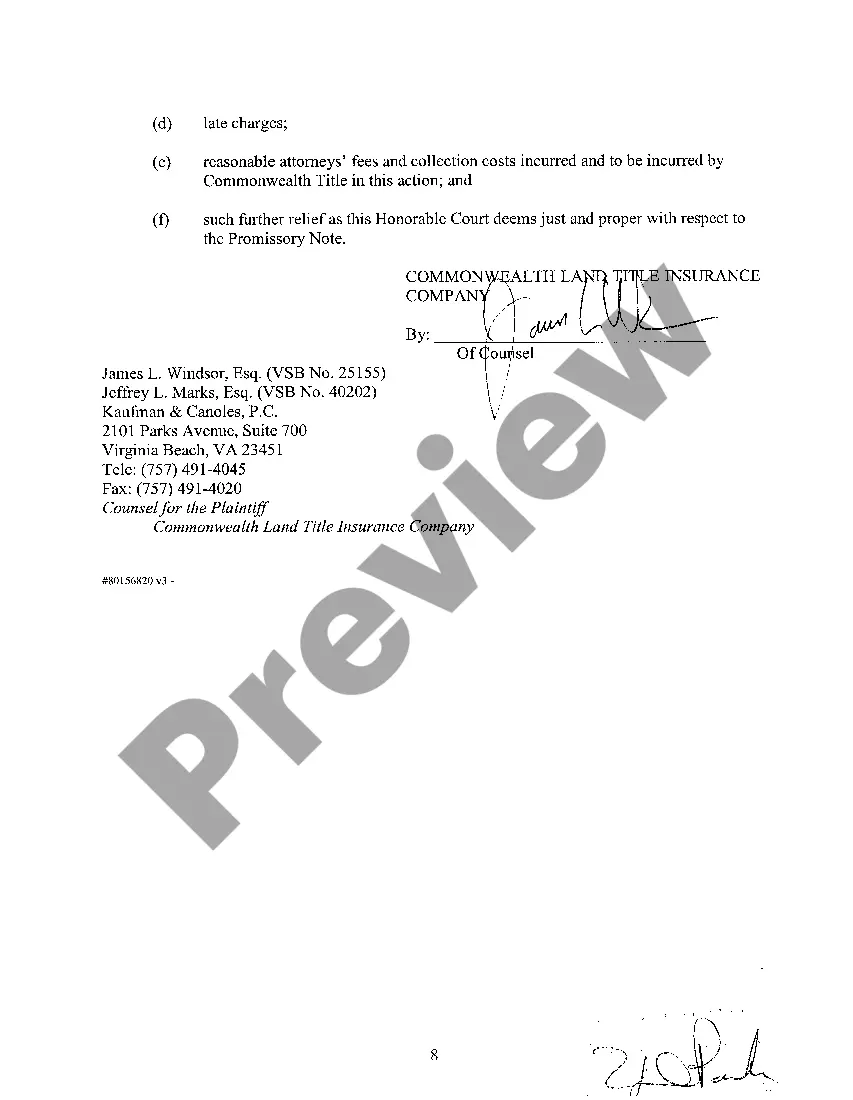 Preview A01 Motion for Judgment regarding Plaintiff Failure To Make Payments In Accordance With Settlement Note