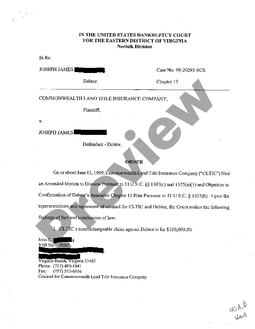 Preview A03 Order Granting Summary Judgment regarding Non Dischargeable Debt