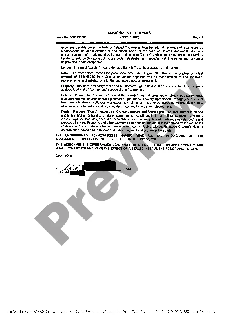 Preview Assignment of Rents