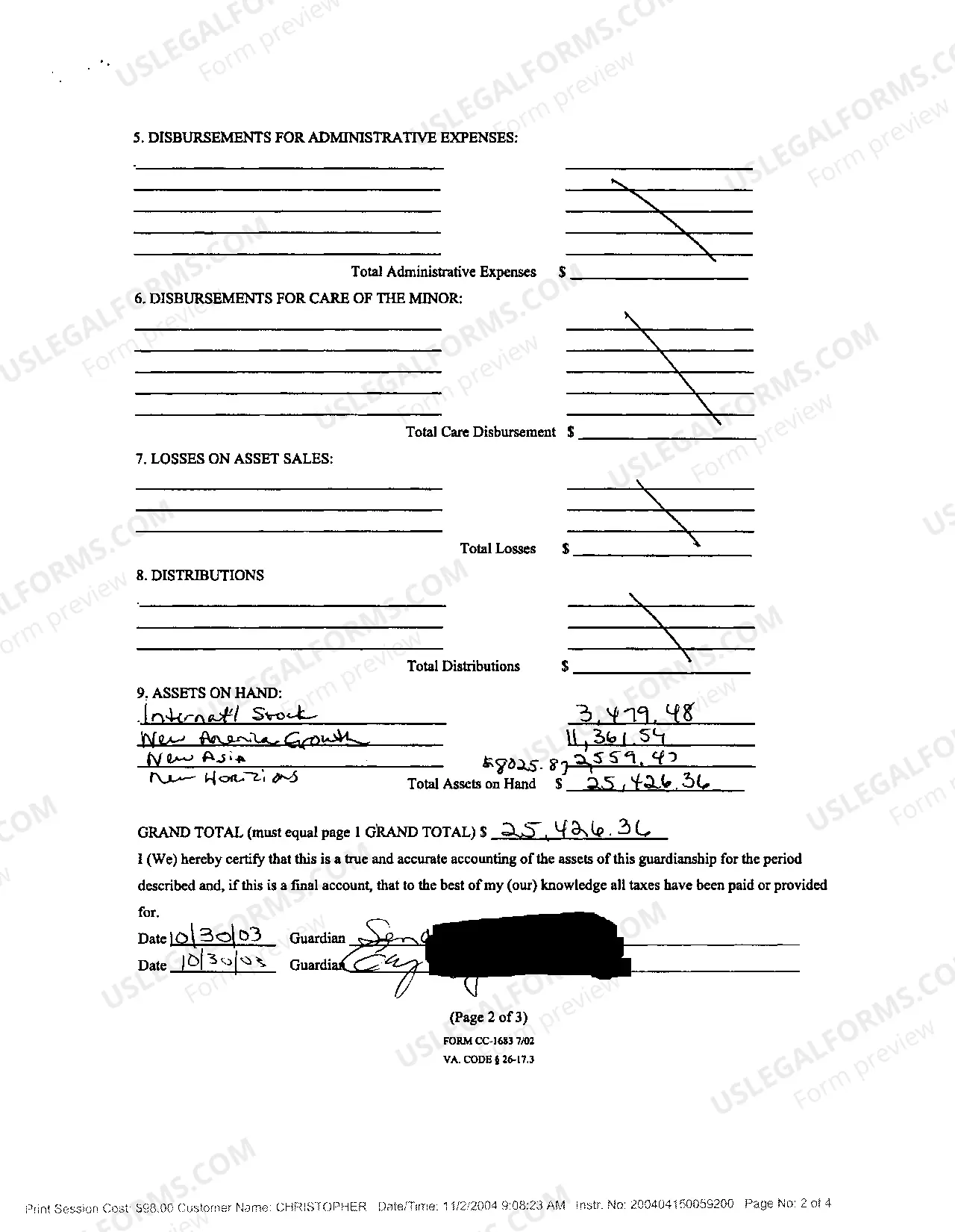 Preview Guardianship Account for Minor