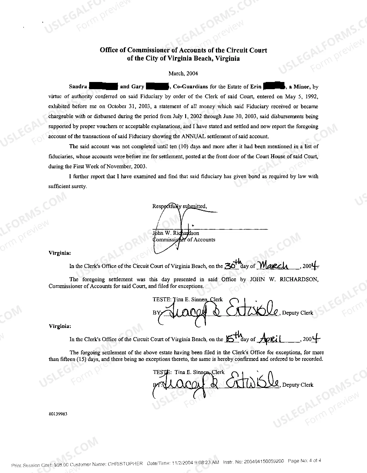 Preview Guardianship Account for Minor