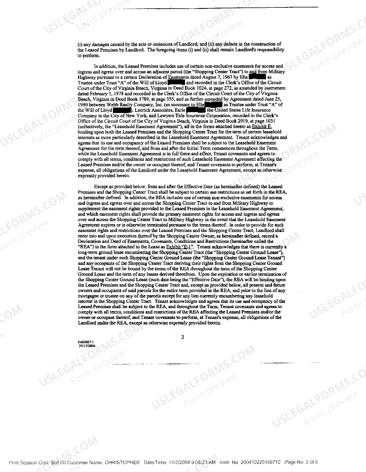 Preview Memorandum of Lease between LLC and a corporation